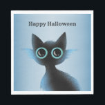Halloween Big Eyes Black Blue Evil Cat Napkin<br><div class="desc">Halloween Big Eyes Black Blue Evil Cat Napkins. Easy to be customised to your preference. Great for parties and celebrations. Matching items available. Happy Halloween.</div>