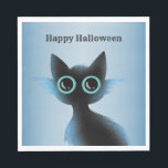 Halloween Big Eyes Black Blue Evil Cat Napkin<br><div class="desc">Halloween Big Eyes Black Blue Evil Cat Napkins. Easy to be customised to your preference. Great for parties and celebrations. Matching items available. Happy Halloween.</div>