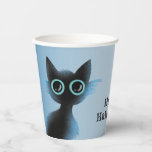 Halloween Big Eyes Black Blue Evil Cat Paper Cups<br><div class="desc">Halloween Big Eyes Black Blue Evil Cat Paper Cups. Unique,  beautiful,  stylish design. Easy to be personalised. Font style,  size and colours can be changed. Matching items available.</div>