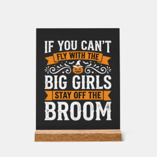 Halloween Big Girls Broom Witch Design_1 Acrylic Sign