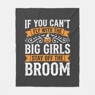 Halloween Big Girls Broom Witch Design_1 Fleece Blanket