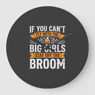 Halloween Big Girls Broom Witch Design_1 Large Clock