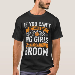 Halloween Big Girls Broom Witch Design_1 T-Shirt
