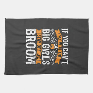 Halloween Big Girls Broom Witch Design_1 Tea Towel