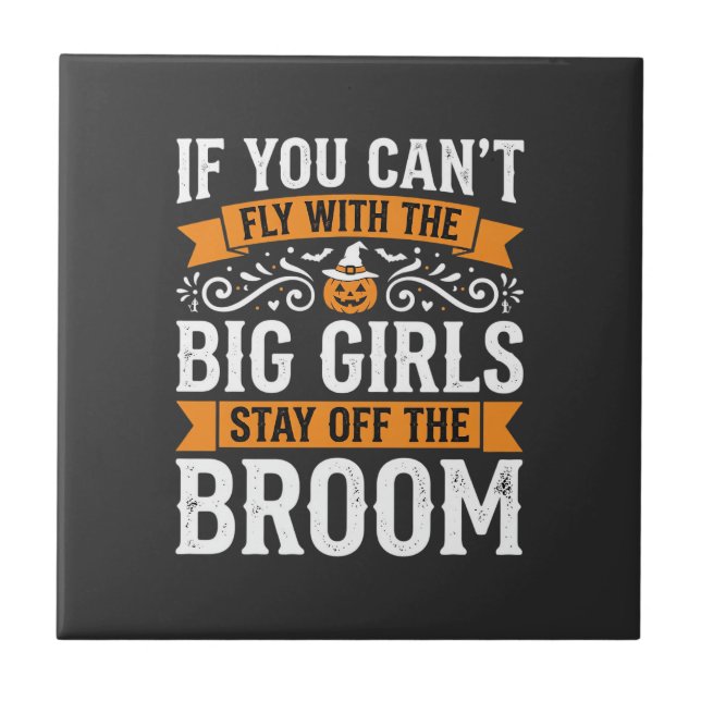 Halloween Big Girls Broom Witch Design_1 Tile (Front)