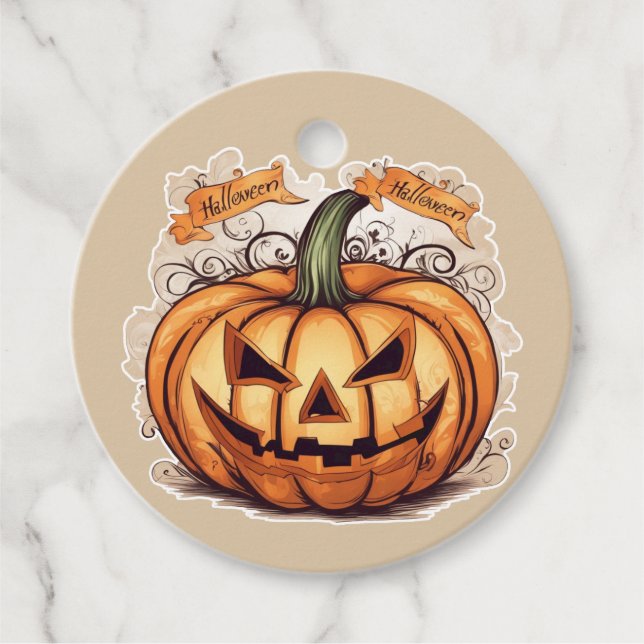 Halloween: Big Pumpkin -  Favour Tags (Front)