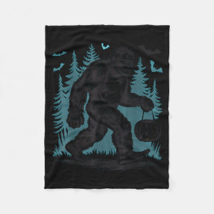 Halloween Bigfoot Pumpkin Fleece Blanket