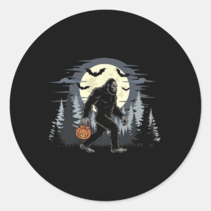 Halloween Bigfoot Sasquatch In The Forest Jack-o-l Classic Round Sticker