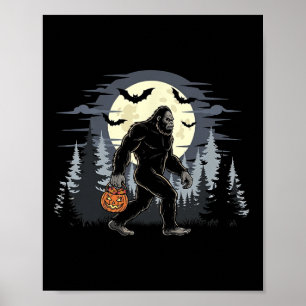 Halloween Bigfoot Sasquatch In The Forest Jack-o-l Poster