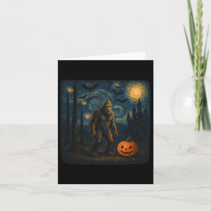 Halloween Bigfoot Starry Night Van Gogh Sasquatch Card