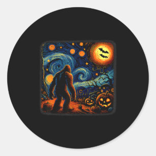 Halloween Bigfoot Starry Night Van Gogh Sasquatch Classic Round Sticker