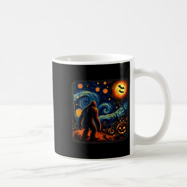 Halloween Bigfoot Starry Night Van Gogh Sasquatch  Coffee Mug (Right)