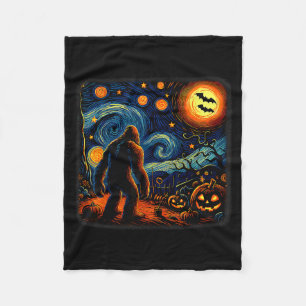 Halloween Bigfoot Starry Night Van Gogh Sasquatch  Fleece Blanket