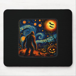 Halloween Bigfoot Starry Night Van Gogh Sasquatch  Mouse Mat