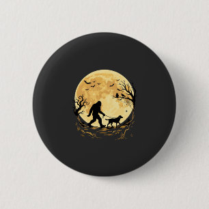 Halloween Bigfoot Walking Labrador Under Full Moon 6 Cm Round Badge