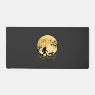 Halloween Bigfoot Walking Labrador Under Full Moon Desk Mat