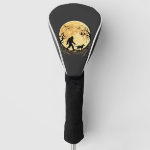 Halloween Bigfoot Walking Labrador Under Full Moon Golf Head Cover