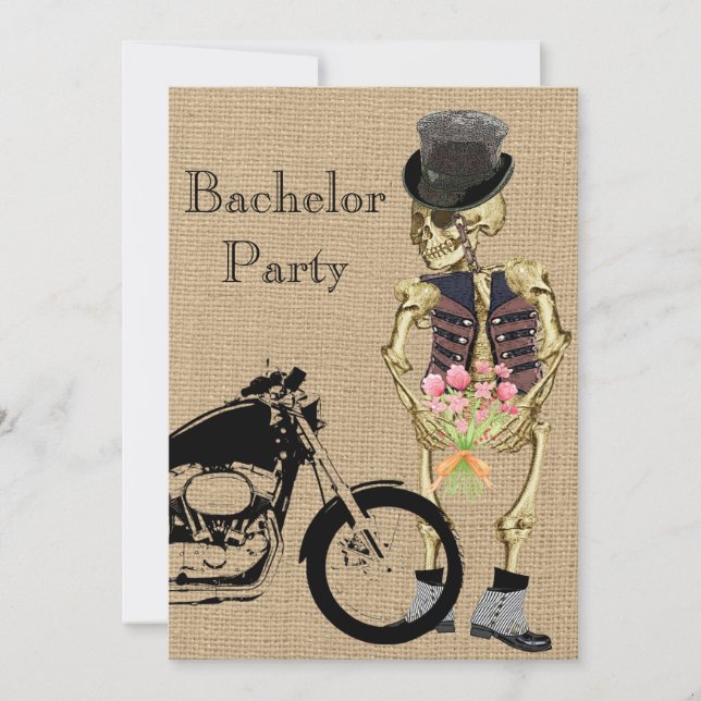 Halloween Biker Skeleton Bachelor Party Invitation (Front)