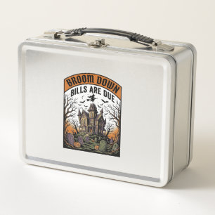 Halloween Bill Collector Witch Broom Broke Design_ Metal Lunch Box