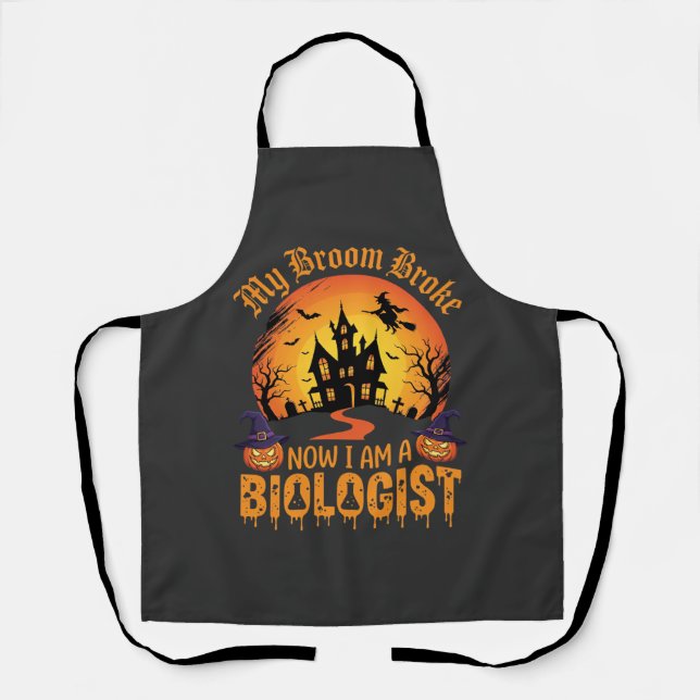 Halloween Biologist Witch Pumpkin Haunted House De Apron (Front)