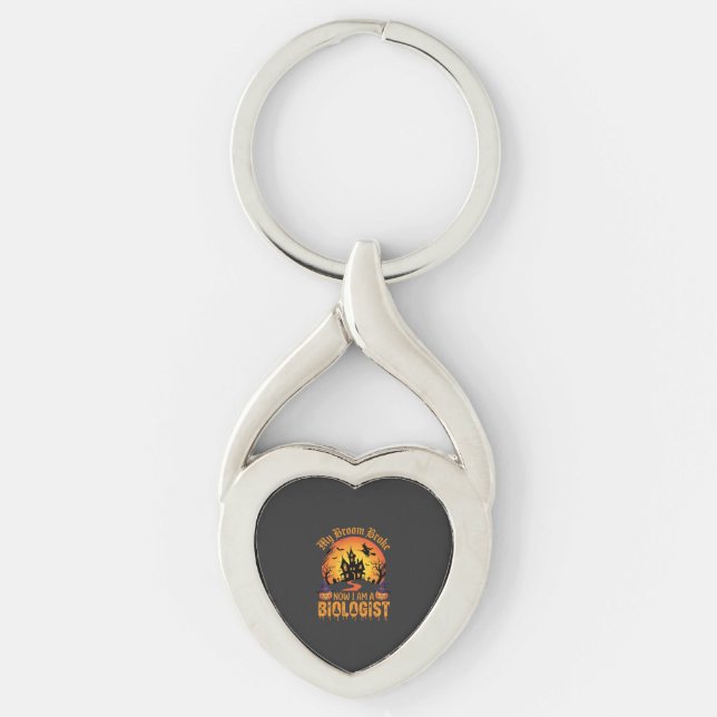 Halloween Biologist Witch Pumpkin Haunted House De Key Ring (Front)