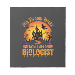 Halloween Biologist Witch Pumpkin Haunted House De Notepad