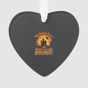 Halloween Biologist Witch Pumpkin Haunted House De Ornament