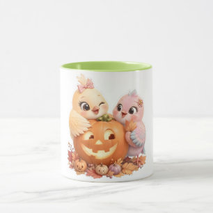 Halloween Bird Pair Pumpkin Mug
