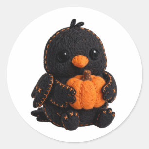 Halloween Bird Pumpkin Sticker — Handcrafted look