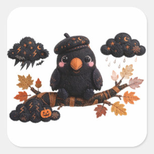 Halloween Bird Sticker — Handcrafted look