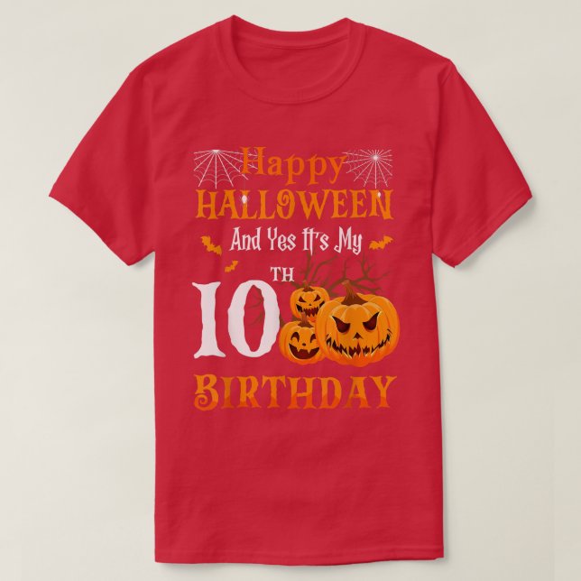 Halloween Birthday 10 year old Kid 10th Party Pump T-Shirt (Design Front)