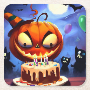 Halloween - Birthday 3 Square Paper Coaster