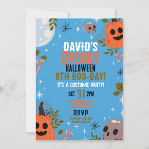 Halloween Birthday - any age - Boys Blue Party Invitation