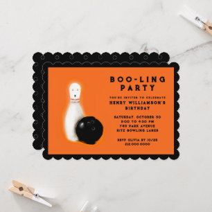 Halloween Birthday Bowling Party Invitations