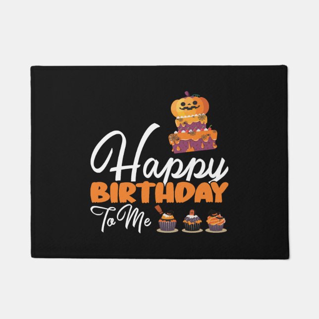 Halloween Birthday Cake Happy Birthday To Me Doormat (Front)