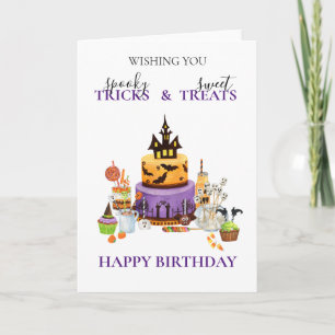 Halloween Birthday Cake Sweets Card