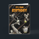 Halloween Birthday Card<br><div class="desc">Cute birthday card with Mummy Bat,  change the text yourself when ordering.</div>