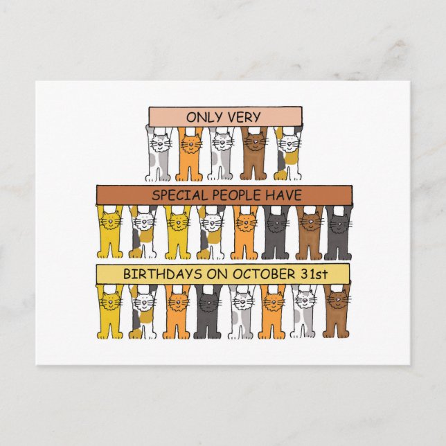 Halloween Birthday Cartoon Cats Postcard (Front)