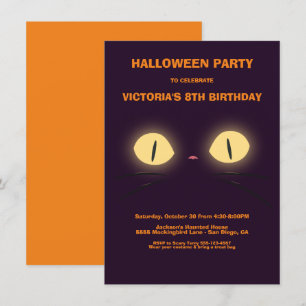 Halloween Birthday Cat Eyes invitations