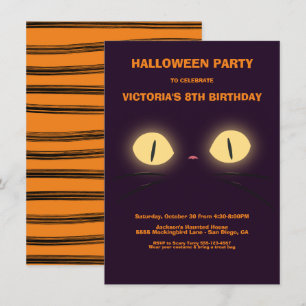 Halloween Birthday Cat Eyes invitations