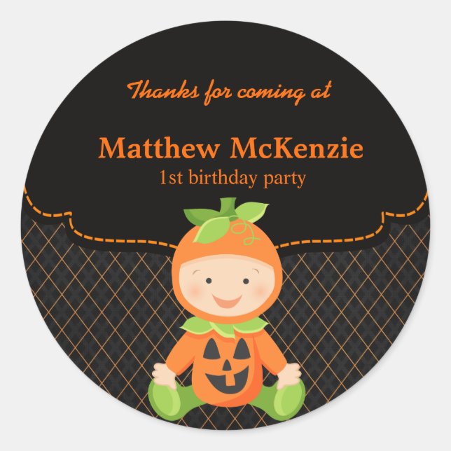 Halloween birthday costume classic round sticker (Front)