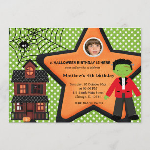 Halloween Birthday Costume (Green) Invitation