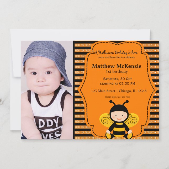 Halloween birthday costume invitation (Front)