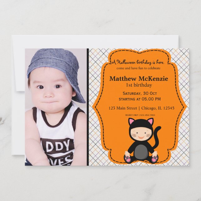 Halloween birthday costume invitation (Front)