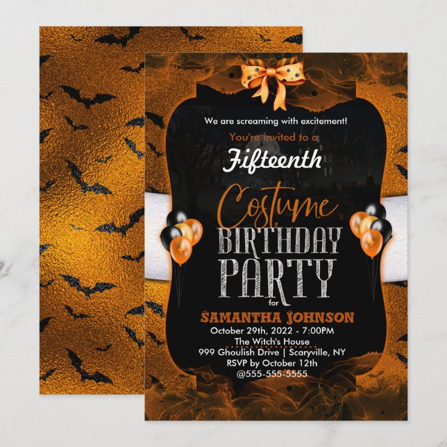 Halloween Birthday Costume Party Invitation (Front/Back)