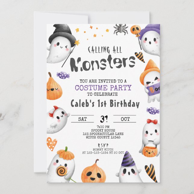 Halloween Birthday, Costume Party, Kids Party Invitation (Front)