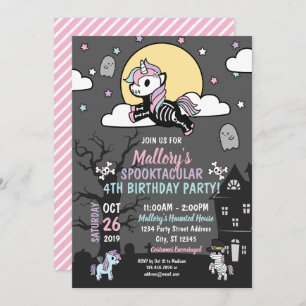 Halloween Birthday Costume Party Pastel Unicorns Invitation