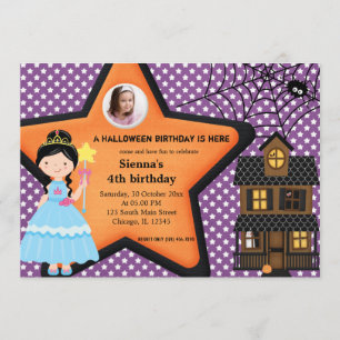 Halloween Birthday Costume (Purple) Invitation
