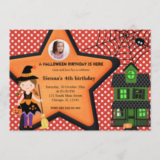 Halloween Birthday Costume (Red) Invitation