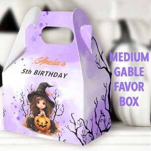 Halloween Birthday Cute Little Witch Medium Gable Favour Box